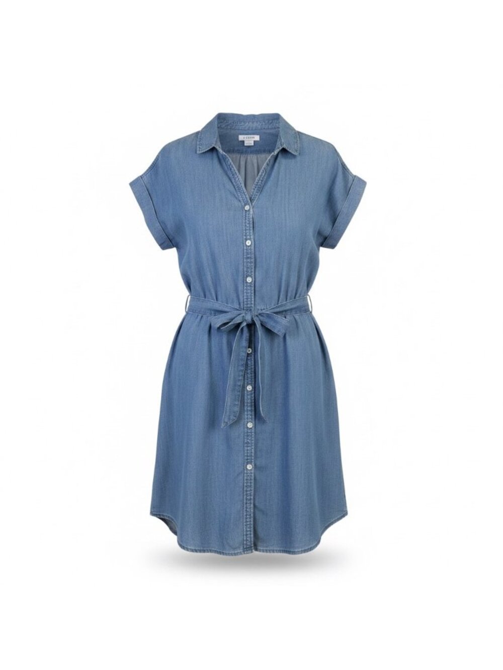 J.Crew Womens Blue Short-Sleeve Belted Button-Down Shirt Dress Size S